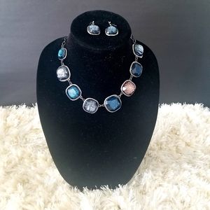 Blue Stone Necklace & Earring Set
